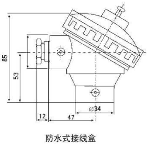 卡箍式熱電阻防水接線盒結構圖